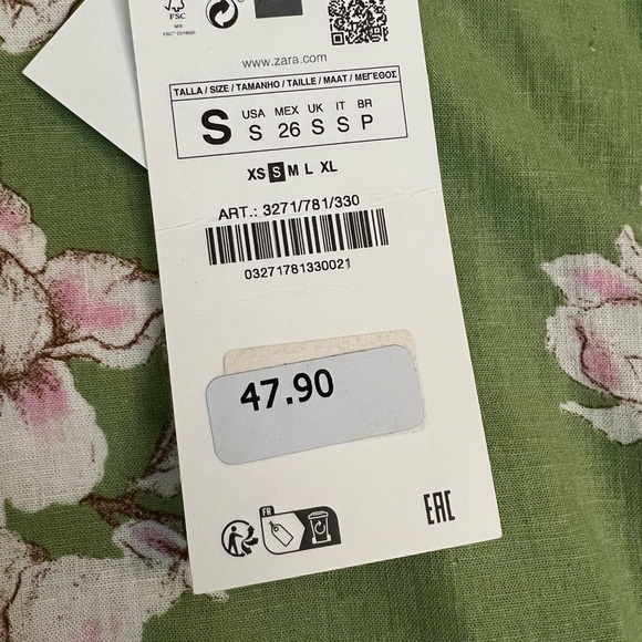 1 day sale! $15! NWT Zara Linen Blend Skirt Green Floral Size Small  3271/781 - Picture 6 of 15